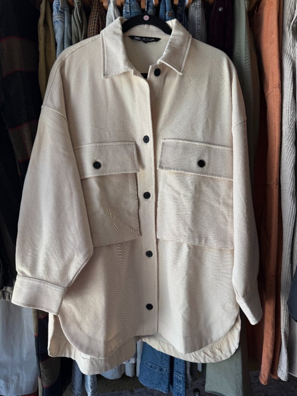 Zara Ecru Oversized Twill Shacket